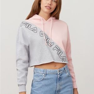 NWT FILA Alianna Crop Hoodie - Large - Grey/Pink